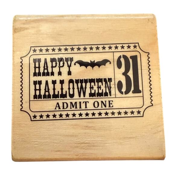 Craft Smart Happy Halloween Admit One Ticket Rubber Stamp 276870 - Picture 1 of 3